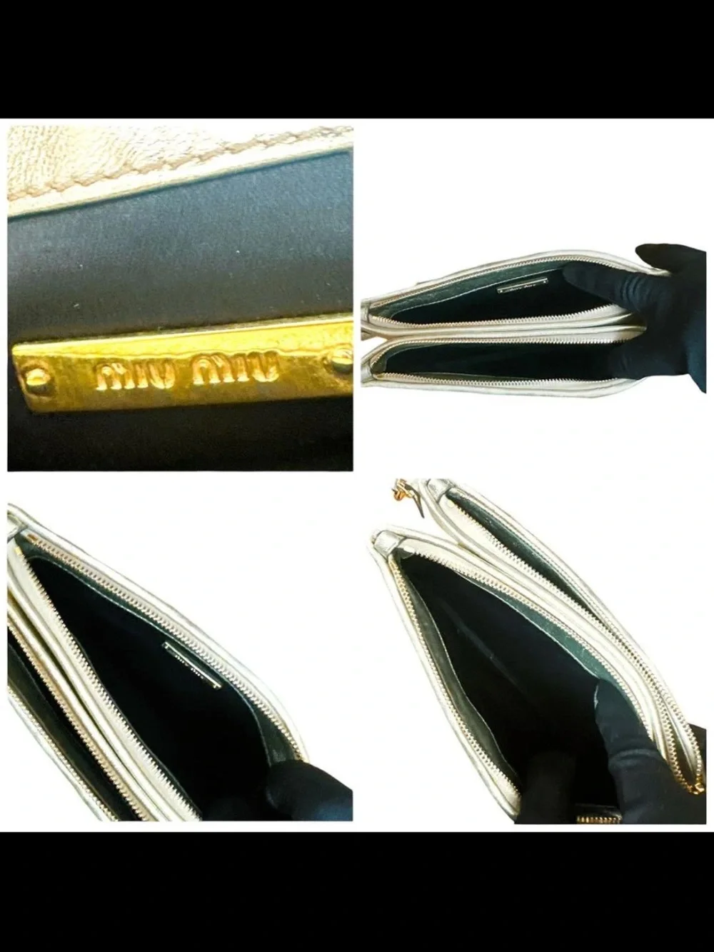 Miu Miu Gold Matelassé Leather Crossbody Bag